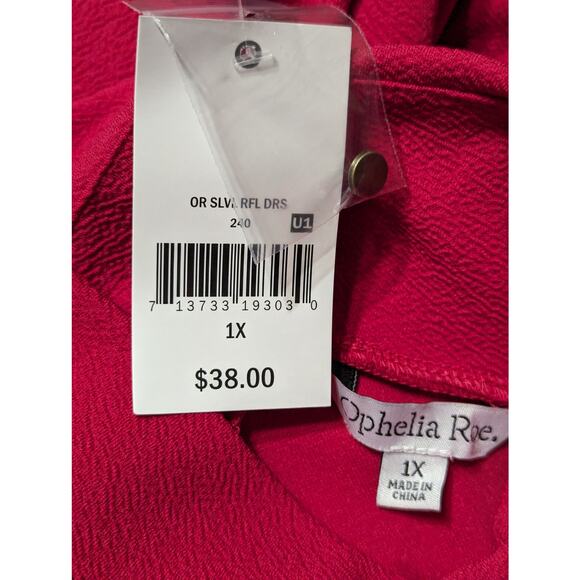 Ophelia Roe Red Sleeveless Keyhole Mock Neck Ruffle Dress Office Plus Size 1X - Picture 3 of 11